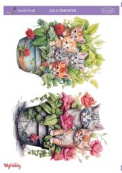 LineArt Kedi Desenli Sulu Transfer LNT302 - Line Art