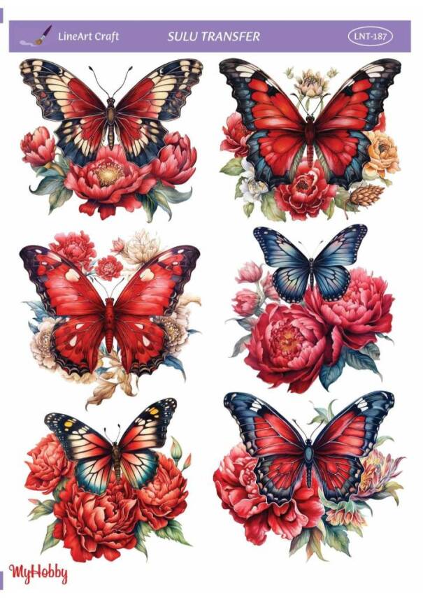 LineArt Kelebek Desenli Sulu Transfer LNT187 - 1