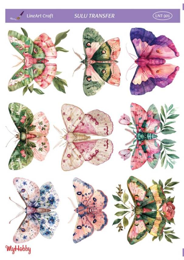 LineArt Kelebek Desenli Sulu Transfer LNT301 - 1