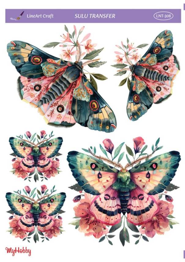LineArt Kelebek Desenli Sulu Transfer LNT308 - 1