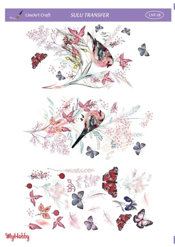 LineArt Kuş Desenli Sulu Transfer LNT028 - 1