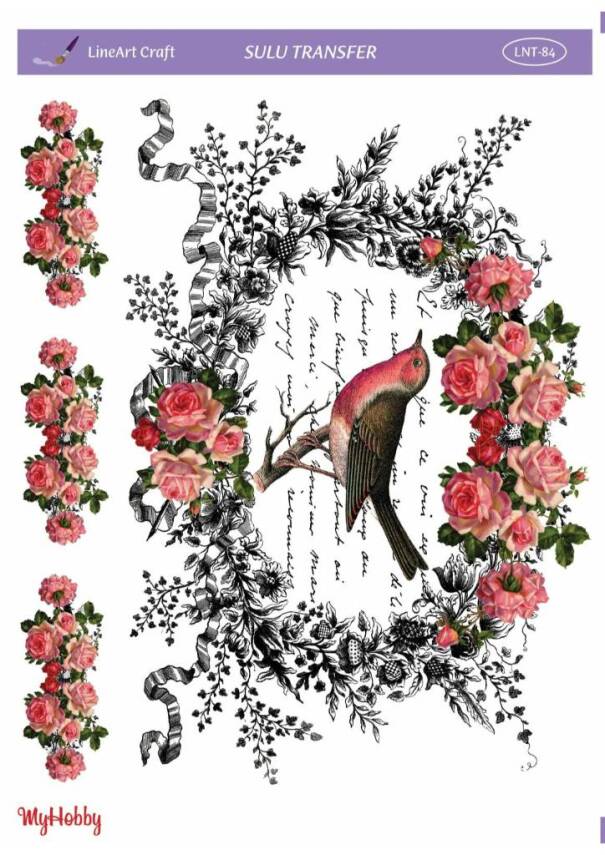 LineArt Kuş Desenli Sulu Transfer LNT084 - 1