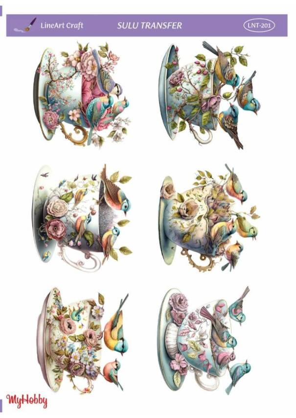 LineArt Kuş Desenli Sulu Transfer LNT201 - 1