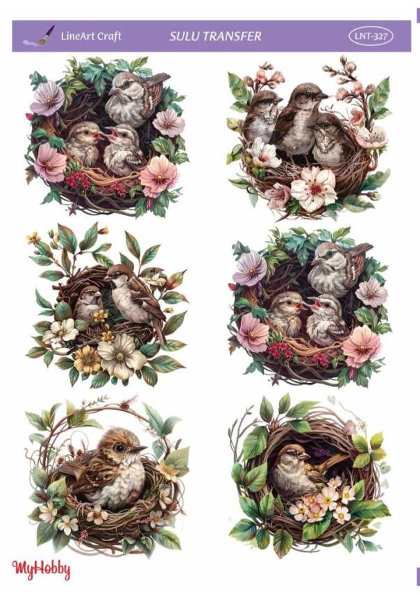 LineArt Kuş Desenli Sulu Transfer LNT327 - 1