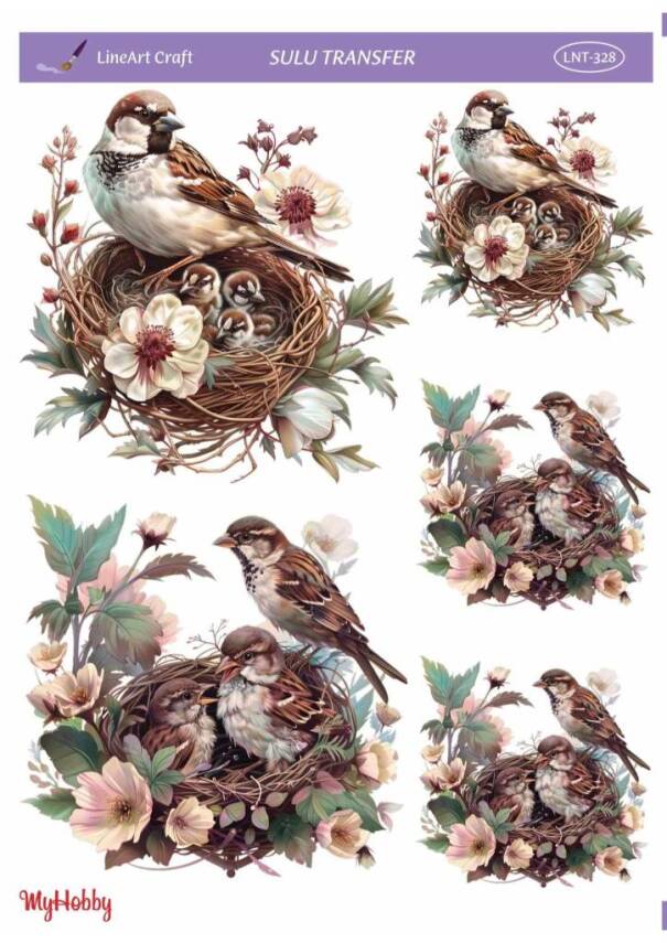 LineArt Kuş Desenli Sulu Transfer LNT328 - 1