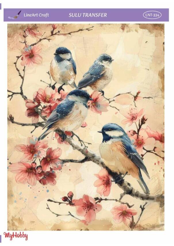 LineArt Kuş Desenli Sulu Transfer LNT334 - 1