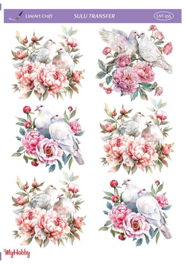 LineArt Kuş Desenli Sulu Transfer LNT355 - 1