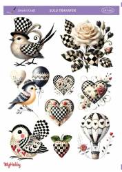 LineArt Kuş Desenli Sulu Transfer LNT465 - Line Art