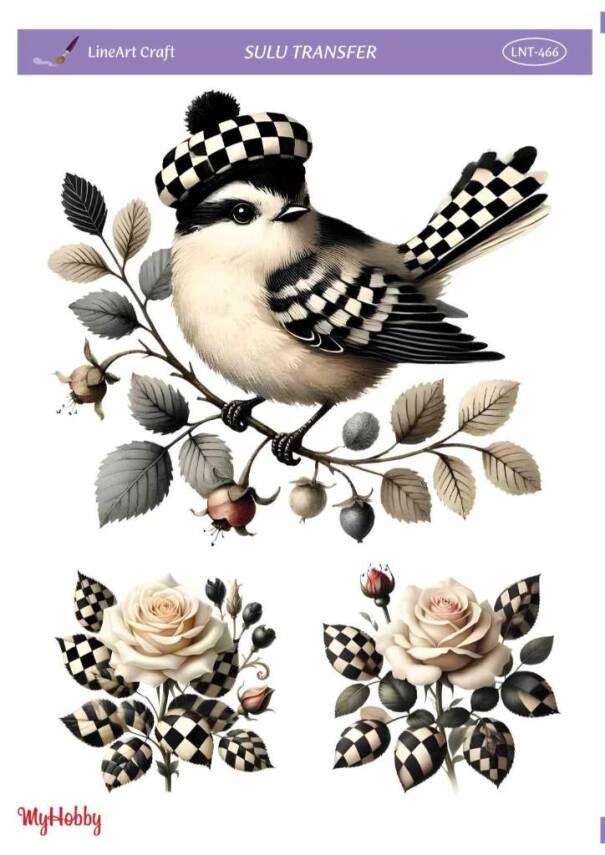 LineArt Kuş Desenli Sulu Transfer LNT466 - 1