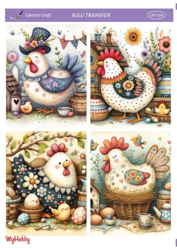 LineArt Tavuk Desenli Sulu Transfer LNT304 - 1