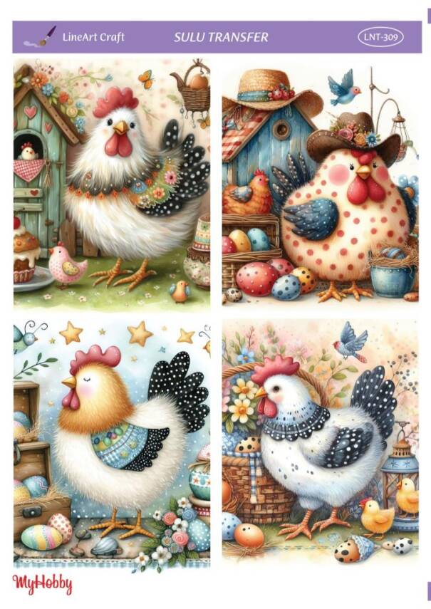 LineArt Tavuk Desenli Sulu Transfer LNT309 - 1
