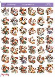 LineArt Tavuk Horoz Desenli Sulu Transfer LNT402 - Line Art