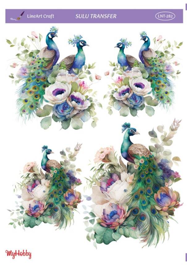 LineArt Tavus Kuşu Desenli Sulu Transfer LNT282 - 1