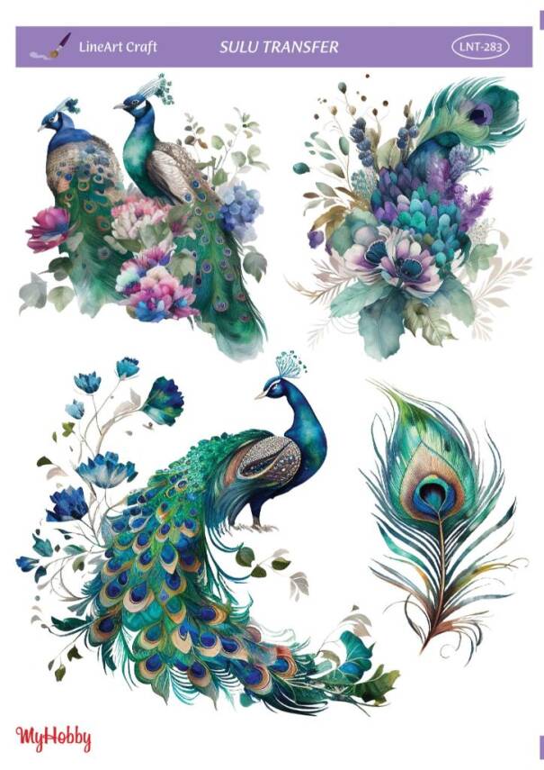 LineArt Tavus Kuşu Desenli Sulu Transfer LNT283 - 1