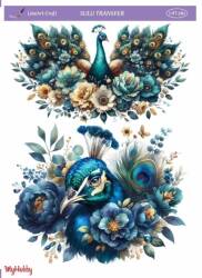 LineArt Tavus Kuşu Desenli Sulu Transfer LNT380 - Line Art