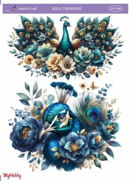 LineArt Tavus Kuşu Desenli Sulu Transfer LNT380 - 1