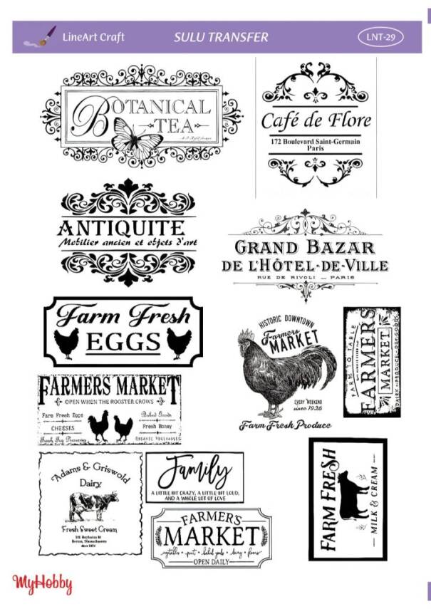 LineArt Yazı Desenli Sulu Transfer LNT029 - 1