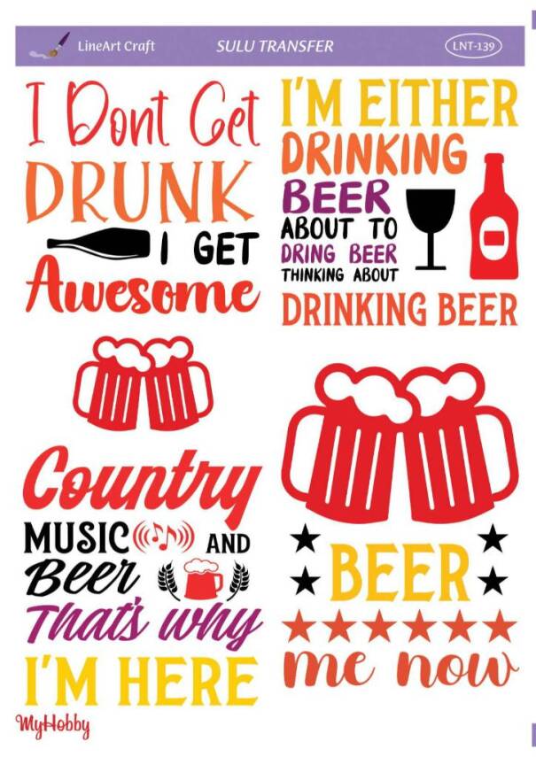 LineArt Yazı Desenli Sulu Transfer LNT139 - 1