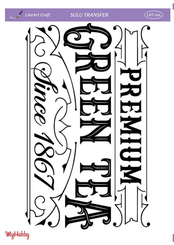 LineArt Yazı Desenli Sulu Transfer LNT264 - 1