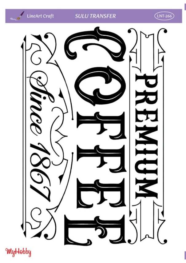 LineArt Yazı Desenli Sulu Transfer LNT266 - 1