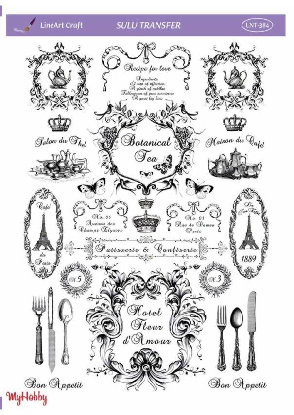 LineArt Yazı Desenli Sulu Transfer LNT384 - 1