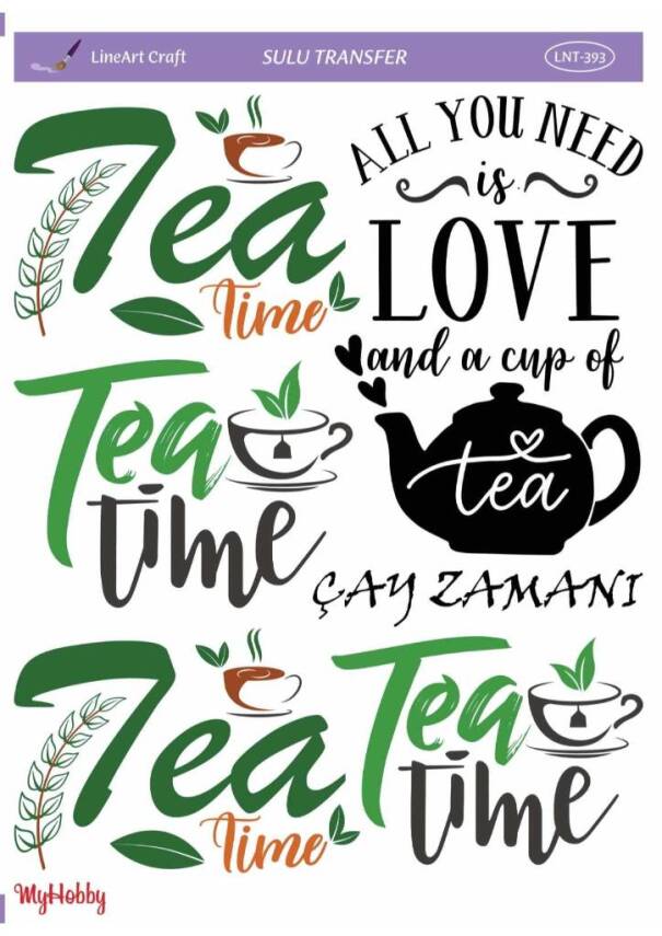 LineArt Yazı Desenli Sulu Transfer LNT393 - 1