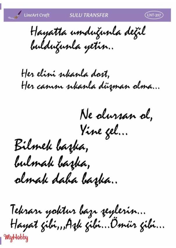 LineArt Yazı Desenli Sulu Transfer LNT397 - 1