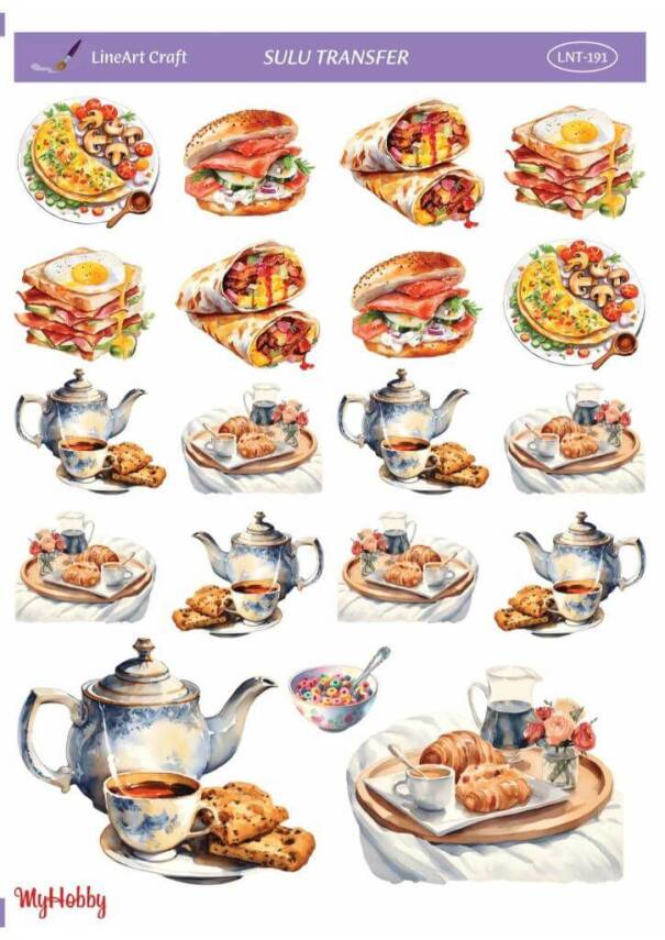 LineArt Yiyecek Desenli Sulu Transfer LNT191 - 1