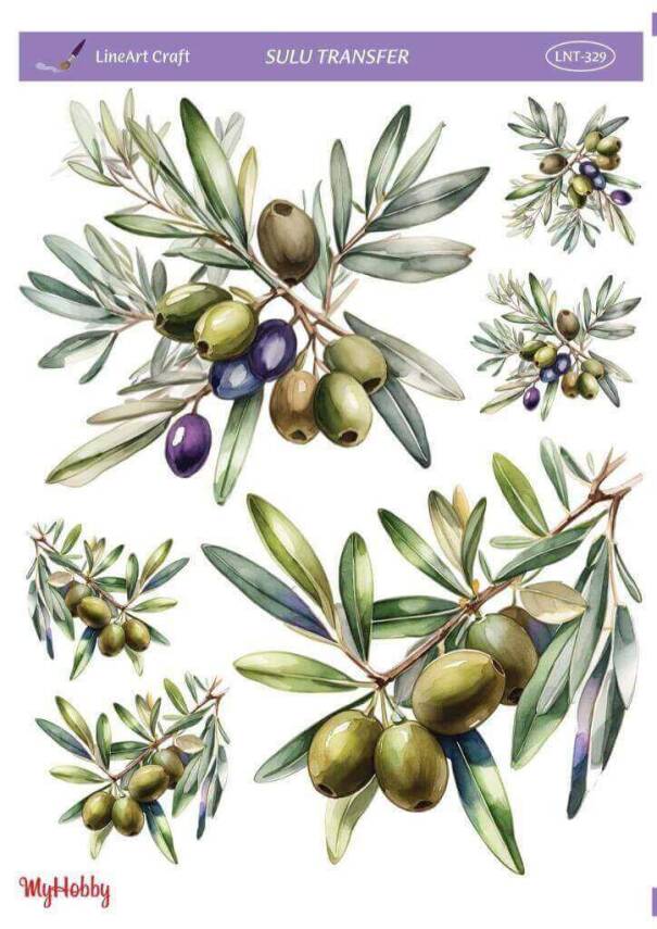 LineArt Zeytin Dalı Desenli Sulu Transfer LNT329 - 1
