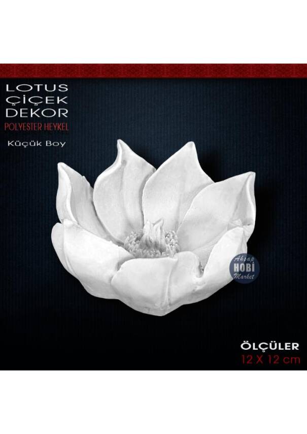 Lotus Çiçek Dekor Biblo Küçük Boy (12x12 cm) Ham Polyester - 1