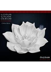 Lotus Çiçek Dekor Biblo Küçük Boy (21x21 cm) Ham Polyester - Tual Hobi Sanat