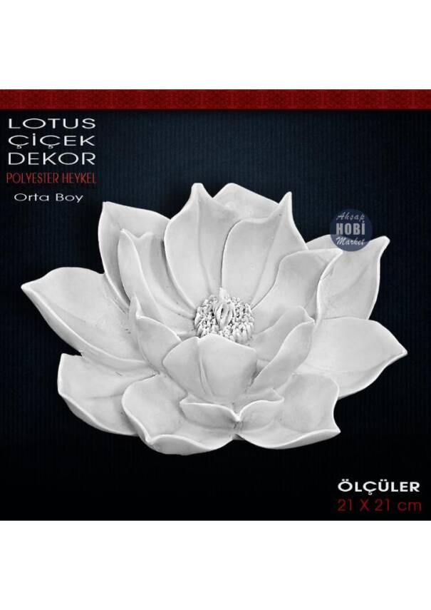 Lotus Çiçek Dekor Biblo Küçük Boy (21x21 cm) Ham Polyester - 1