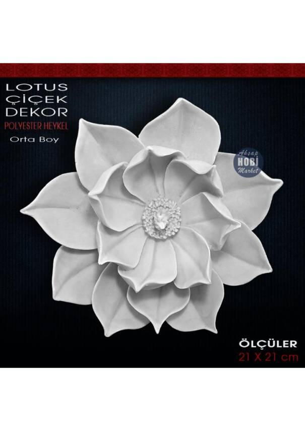 Lotus Çiçek Dekor Biblo Küçük Boy (21x21 cm) Ham Polyester - 2