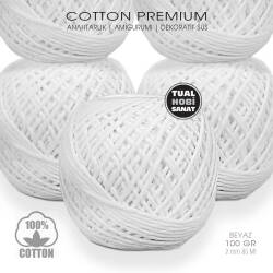 Makrome Anahtarlık Amigurumi Örgü İpi Beyaz Pamuk 2 mm 100 gr - Tual Hobi Sanat
