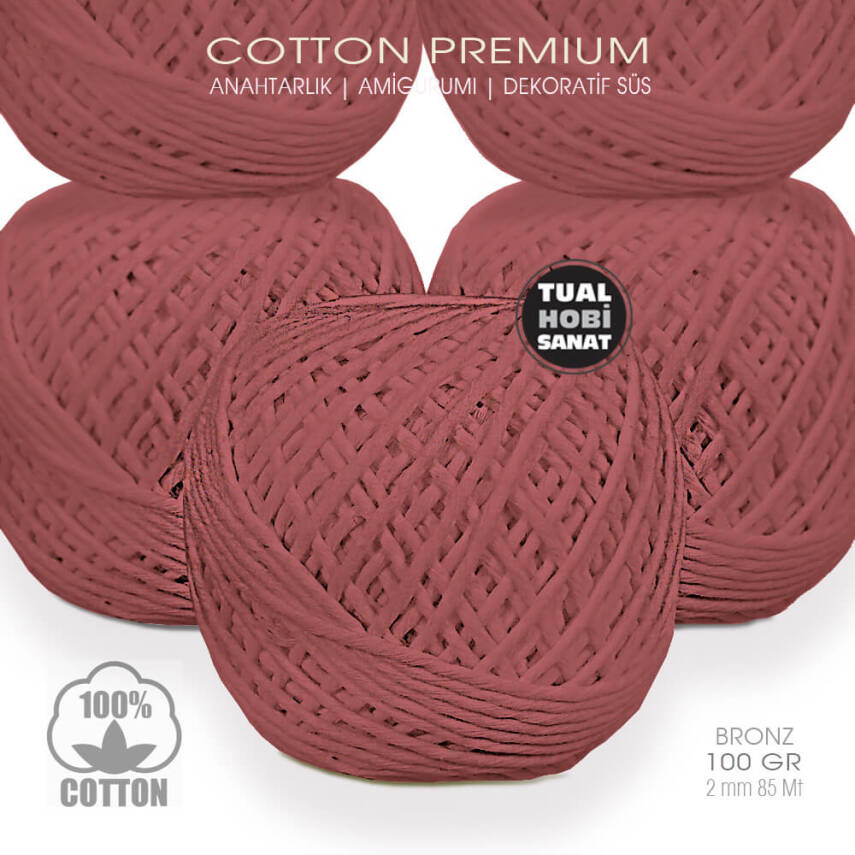 Makrome Anahtarlık Amigurumi Örgü İpi Bronz Pamuk 2 mm 100 gr - 1