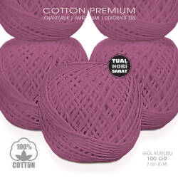 Makrome Anahtarlık Amigurumi Örgü İpi Gül Kurusu Pamuk 2 mm 100 gr - Tual Hobi Sanat