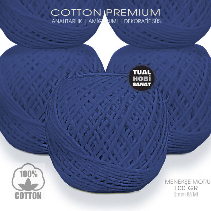 Makrome Anahtarlık Amigurumi Örgü İpi Menekşe Moru Pamuk 2 mm 100 gr - 1