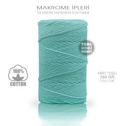 Makrome İpi Pamuk Tek Bükümlü Mint Yeşili 3 mm 250 gr - Tual Hobi Sanat