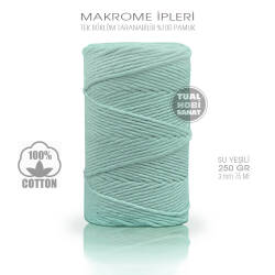 Makrome İpi Pamuk Tek Bükümlü Su Yeşili 3 mm 250 gr - Tual Hobi Sanat