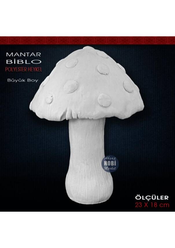 Mantar Biblo Heykel Büyük Boy (23x18 cm) Ham Polyester - 1