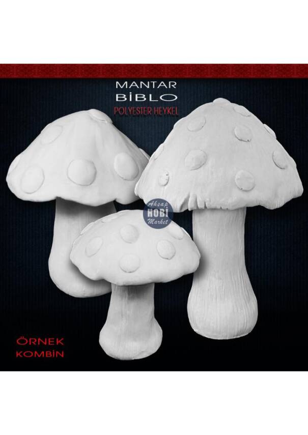 Mantar Biblo Heykel Büyük Boy (23x18 cm) Ham Polyester - 2