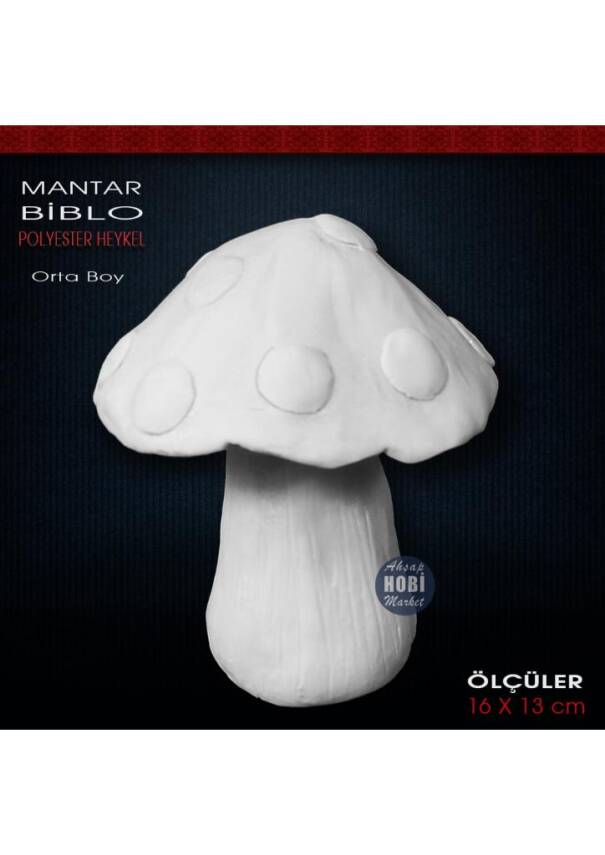 Mantar Biblo Heykel Orta Boy (16x13 cm) Ham Polyester - 1