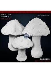 Mantar Biblo Heykel Seti (3 Parça) Ham Polyester - Tual Hobi Sanat