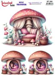 Mantar Desenli Sulu Transfer Kağıdı STI-268 - Tual Hobi Craft Ist