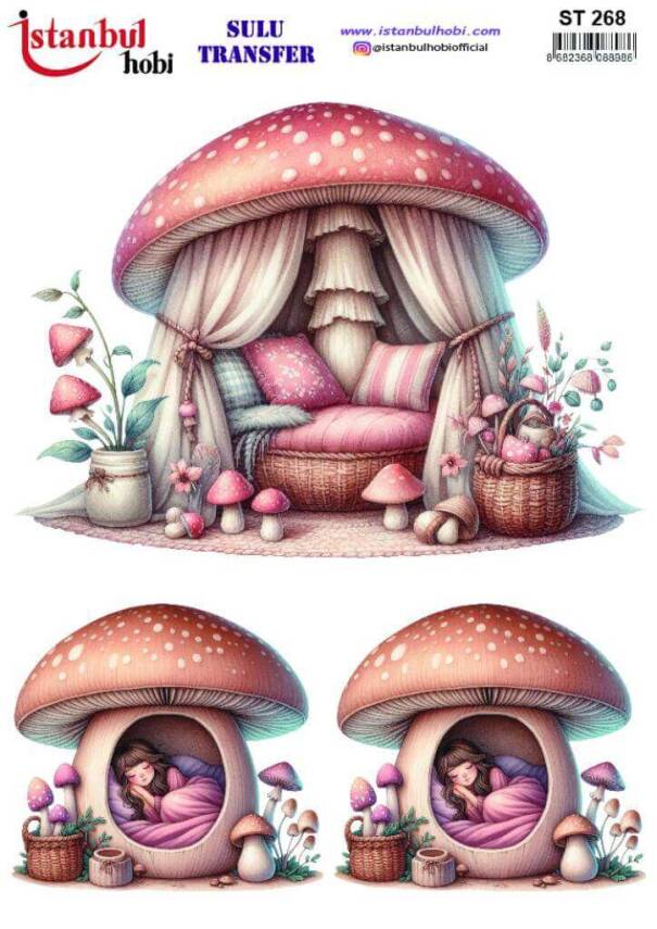 Mantar Desenli Sulu Transfer Kağıdı STI-268 - 1