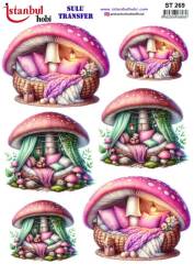 Mantar Desenli Sulu Transfer Kağıdı STI-269 - Tual Hobi Craft Ist