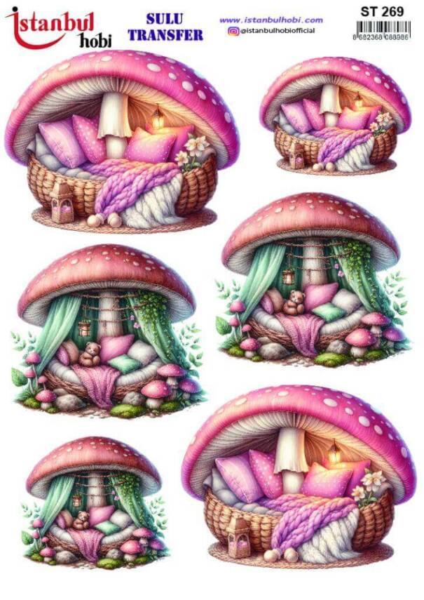 Mantar Desenli Sulu Transfer Kağıdı STI-269 - 1