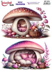 Mantar Desenli Sulu Transfer Kağıdı STI-270 - Tual Hobi Craft Ist