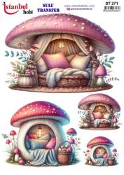 Mantar Desenli Sulu Transfer Kağıdı STI-271 - Tual Hobi Craft Ist