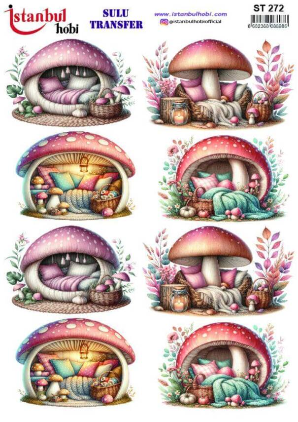 Mantar Desenli Sulu Transfer Kağıdı STI-272 - 1